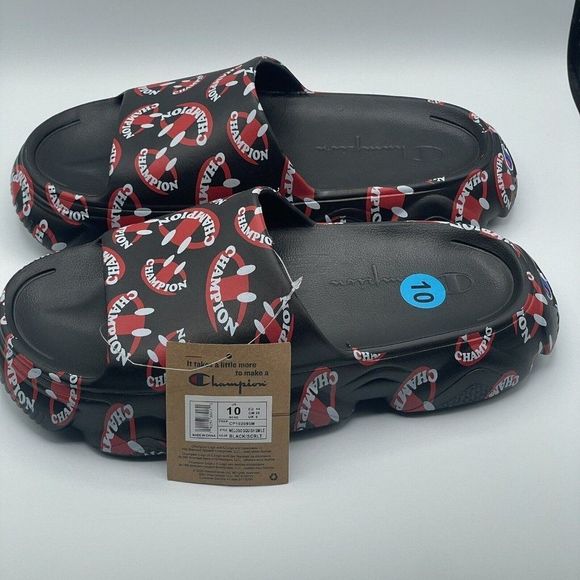 CHAMPION Meloso Squish Smile Men\'s Slide Sandals Black/Red Size 10 main image 8